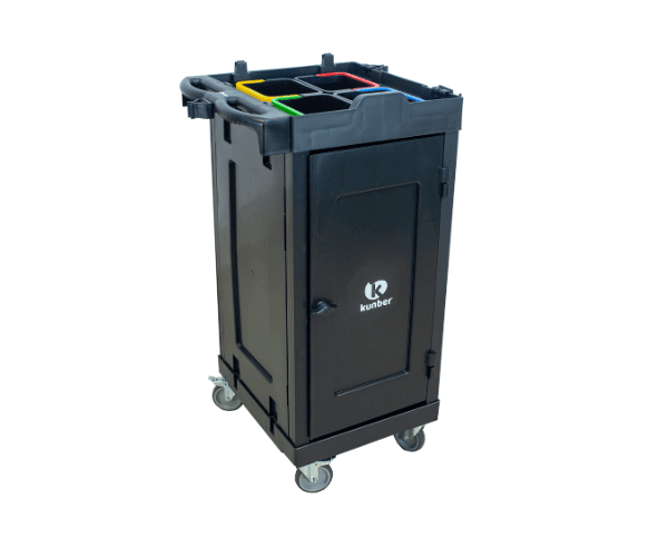 18304 Carro de limpeza compacto com porta baldes (2) CARRO COMPACTO LINHA UTILITY ALL BLACK DE LIMPEZA COM FECHAMENTO E PORTA BALDES - KUNBER - Imagem 1