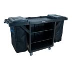CARRO CAMAREIRO LINHA UTILITY ALL BLACK 02 PRATELEIRAS E DOIS COLETORES BOLSA SEM PORTA - Imagem 2