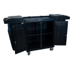 CARRO CAMAREIRO LINHA UTILITY ALL BLACK PRATELEIRA DOIS COLETORES BOLSA COM PORTA - KUNBER - Imagem 2