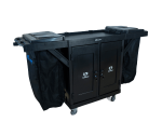 CARRO CAMAREIRO LINHA UTILITY ALL BLACK PRATELEIRA DOIS COLETORES BOLSA COM PORTA - KUNBER