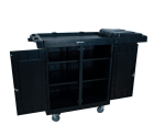 CARRO CAMAREIRO LINHA UTILITY ALL BLACK 02 PRATELEIRAS E UM COLETOR COM BOLSA COM PORTA - KUNBER - Imagem 3