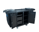 CARRO CAMAREIRO LINHA UTILITY ALL BLACK PRATELEIRA E GAVETEIRO E DOIS COLETORES BOLSA PORTA - KUNBER