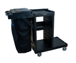 CARRO FUNCIONAL LINHA UTILITY ALL BLACK DE LIMPEZA ABERTO, FRONTAL E BOLSA PRETA - KUNBER