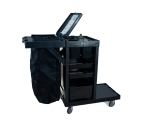 CARRO FUNCIONAL LINHA UTILITY ALL BLACK DE LIMPEZA ABERTO, FRONTAL COM PORTA BALDES E BOLSA PRETA - KUNBER - Imagem 2