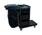 CARRO FUNCIONAL LINHA UTILITY ALL BLACK DE LIMPEZA ABERTO, FRONTAL, DOIS GAVETÕES COM PORTA BALDES E BOLSA PRETA - KUNBER (cópia)
