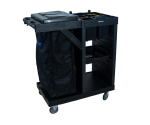 CARRO MULTIUSO LINHA UTILITY ALL BLACK DE LIMPEZA ABERTO, FRONTAL, PORTA BALDES E BOLSA PRETA - KUNBER