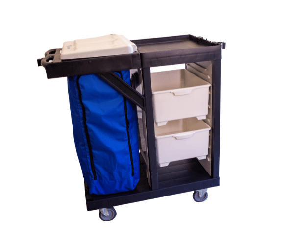 18032 CARRO FUNCIONAL LINHA UTILITY ABERTO, FRONTAL, DOIS GAVETÕES E BOLSA AZUL - Imagem 1