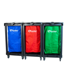 CARRO COLETOR DE RESÍDUOS TRIPLO  LINHA UTILITY - TRES BOLSAS COM TAMPA KUNBER
