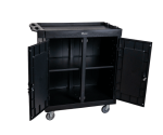 CARRO SERVIÇO LINHA UTILITY BLACK COM 01 PRATELEIRA LATERAL/FUNDO-COM PORTAS E TRAVA