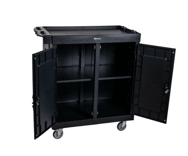 18372 CARRO SERVIÇO LINHA UTILITY BLACK COM 01 PRATELEIRA LATERAL FUNDO-COM PORTAS E TRAVA (1) (1) CARRO SERVIÇO LINHA UTILITY BLACK COM 01 PRATELEIRA LATERAL/FUNDO-COM PORTAS E TRAVA - Imagem 1